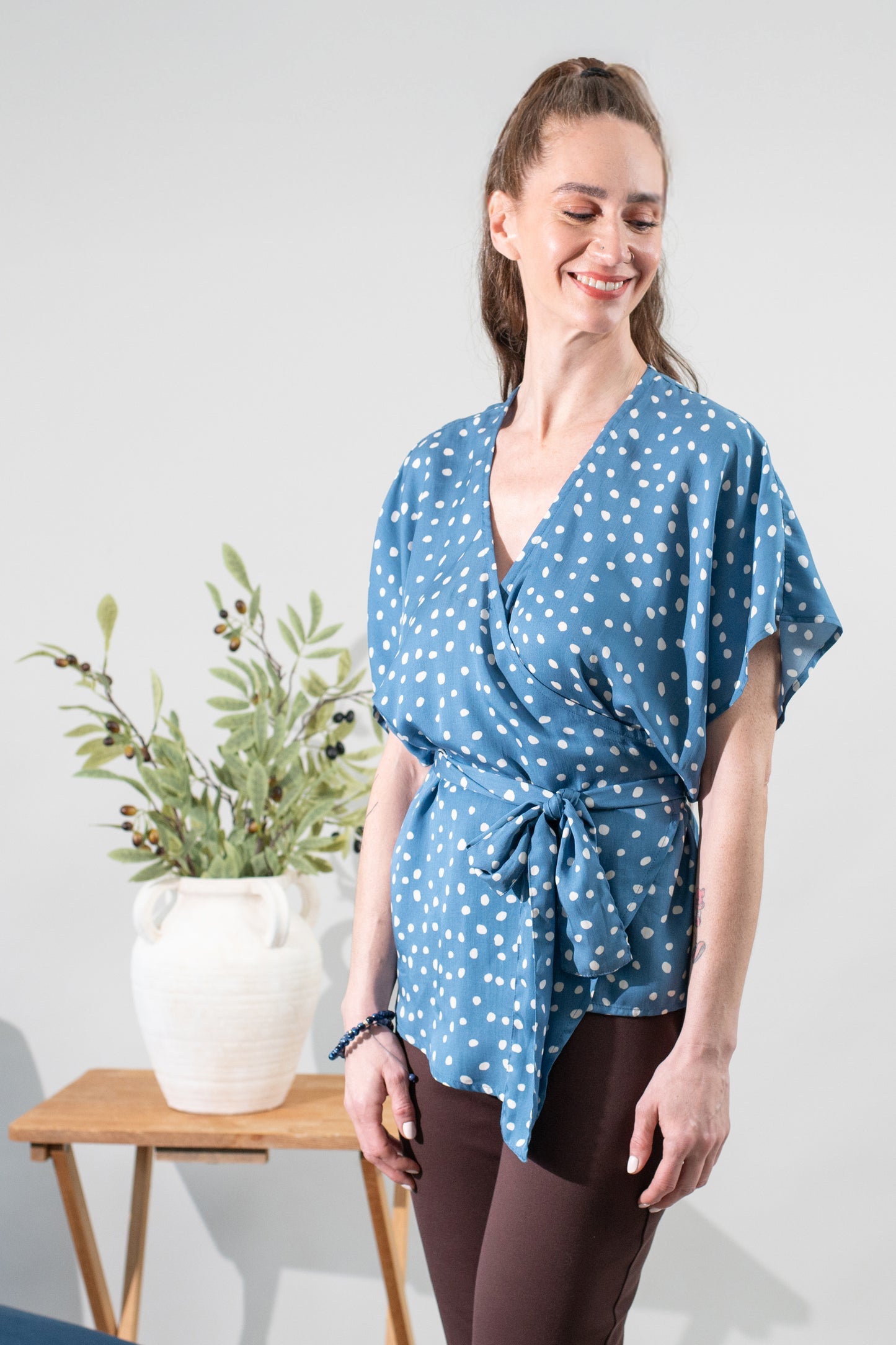 Aphaea Woven Wrap Top