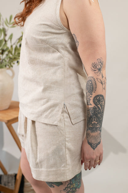 Selene Straight Neck Woven Top