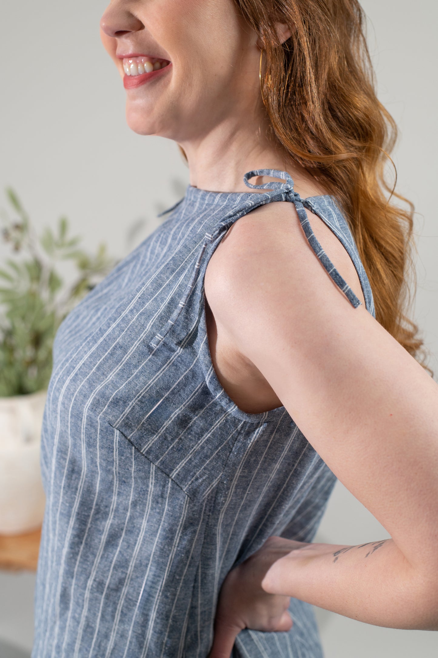 Selene Straight Neck Woven Top